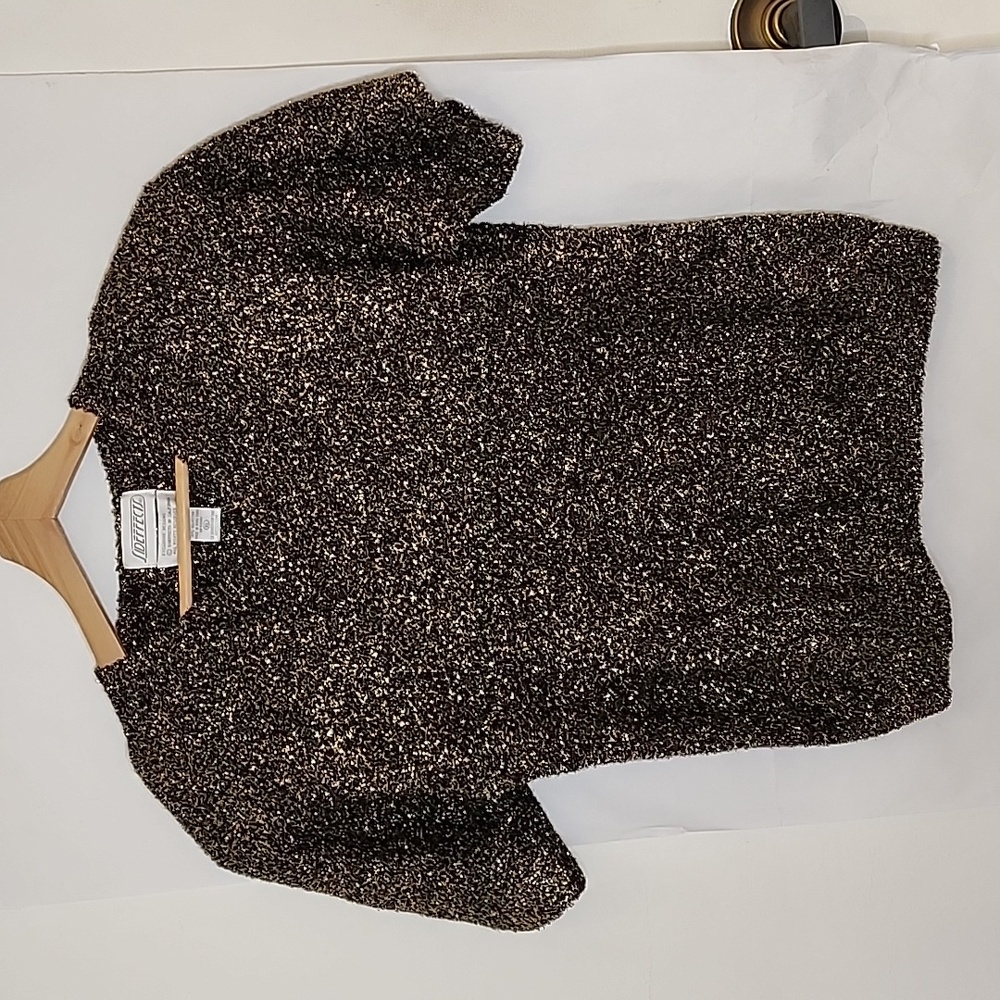 NWT Vintage 80s  Sideffects‎ Gold and Black Metallic Sweater size XL